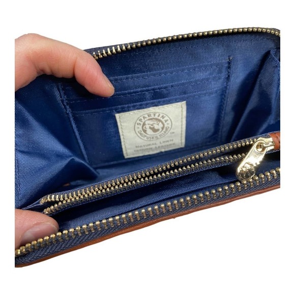 Spartina 449 Geometric Green/ Cream Leather and Linen Crossbody Bag with Wallet - Picture 6 of 9